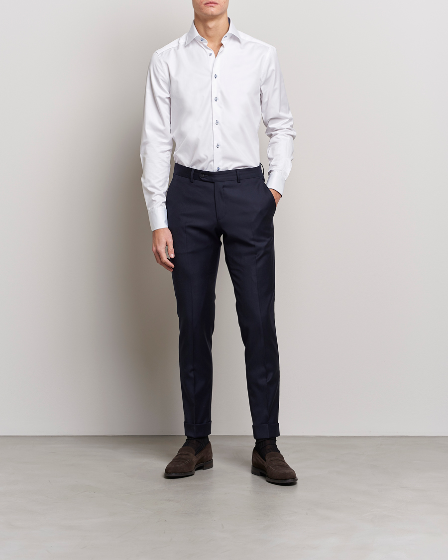 Herren | Hemden | Stenströms | Slimline Contrast Cut Away Shirt White