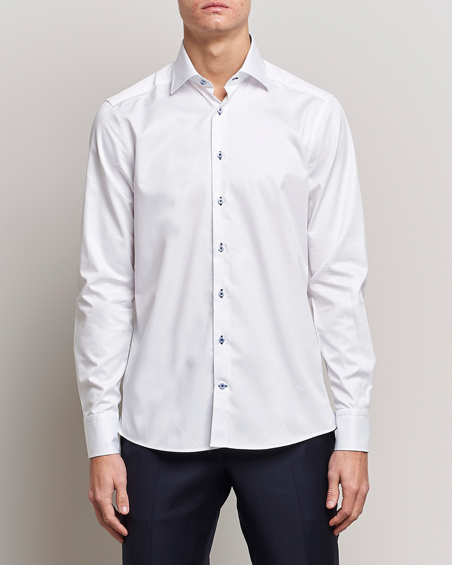 Herren | Hemden | Stenströms | Slimline Contrast Cut Away Shirt White