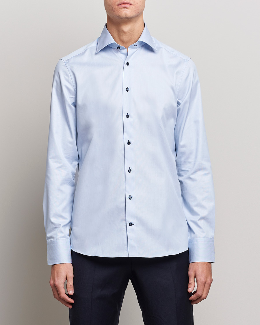 Herren | Hemden | Stenströms | Slimline Striped Contrast Shirt Light Blue