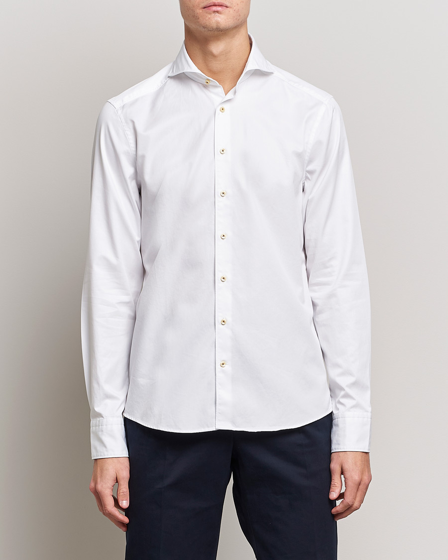 Herren | Freizeithemden | Stenströms | Slimline Washed Cotton Shirt White