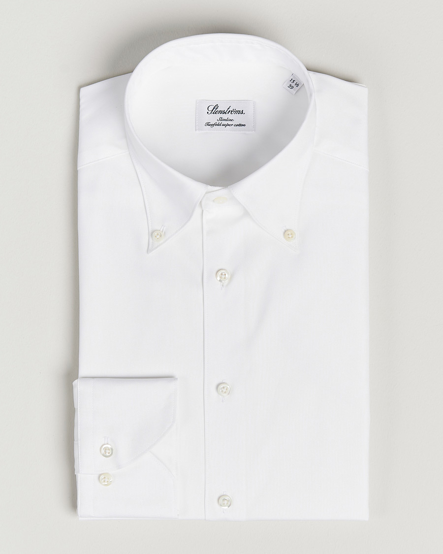 Herren | Hemden | Stenströms | Slimline Pinpoint Oxford Button Down Shirt White