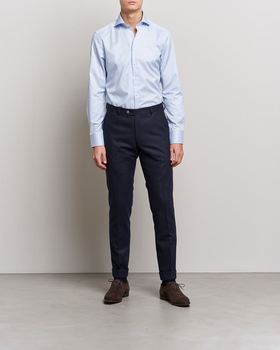 Herren | Businesshemden | Stenströms | Slimline Micro Stripe Cut Away Shirt Blue