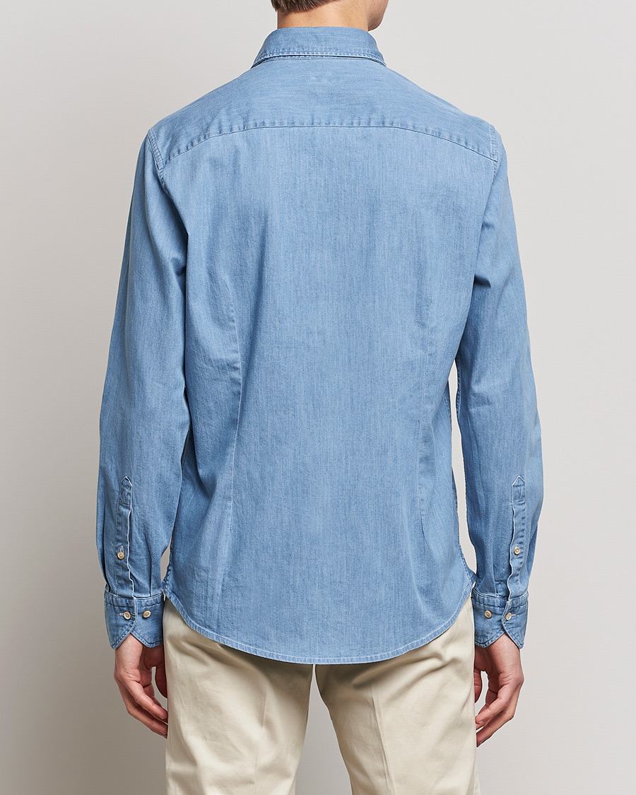 Herren | Hemden | Stenströms | Slimline Garment Washed Shirt Light Denim