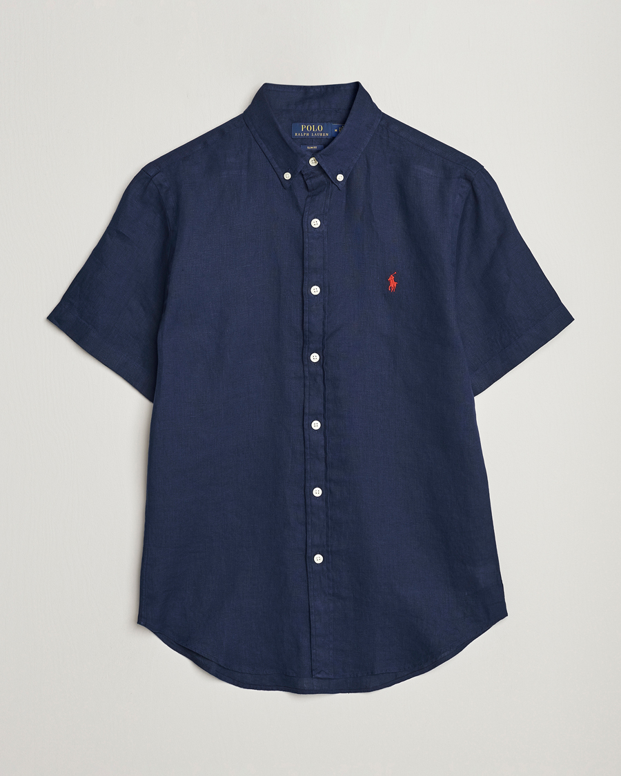 Herren | Hemden | Polo Ralph Lauren | Slim Fit Linen Short Sleeve Shirt Newport Navy