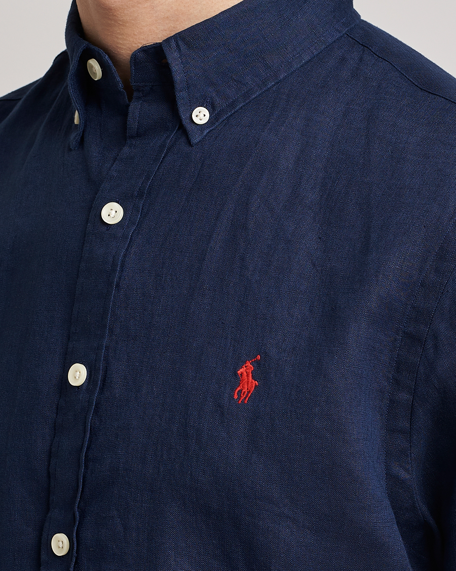 Herren | Hemden | Polo Ralph Lauren | Slim Fit Linen Short Sleeve Shirt Newport Navy