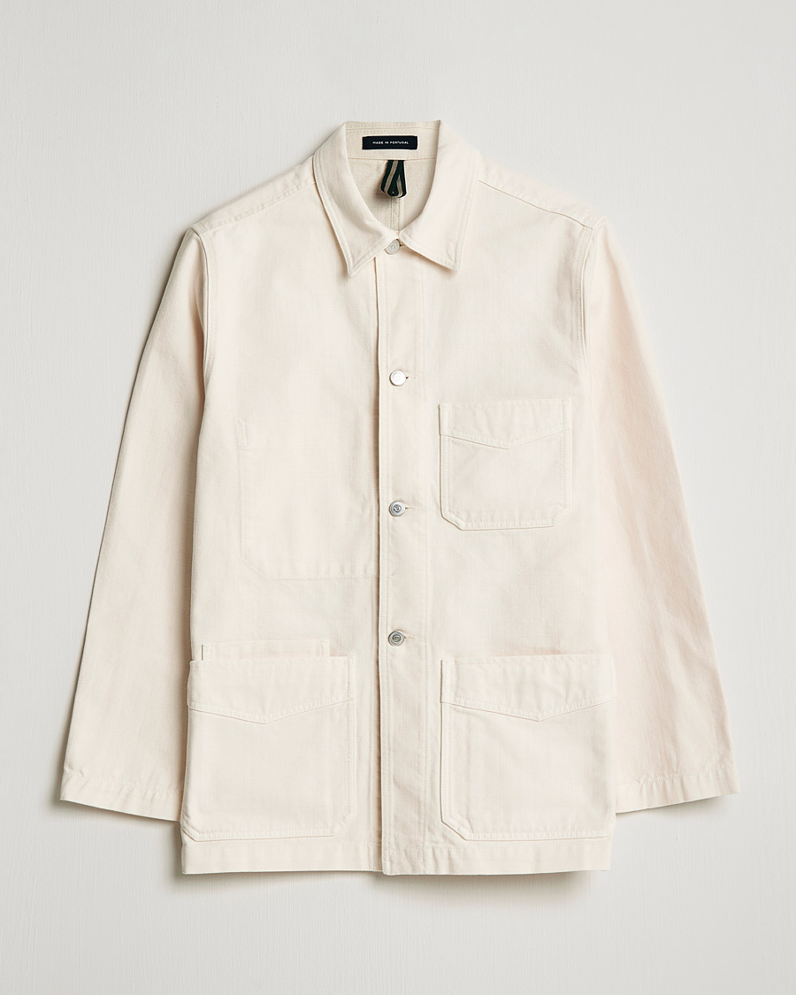 Herren | Jacken | Drake's | Kuroki Cotton Canvas Chore Jacket Ecru