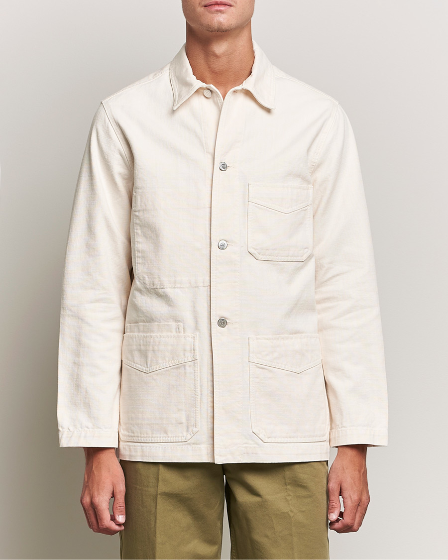 Herren | Jacken | Drake's | Kuroki Cotton Canvas Chore Jacket Ecru