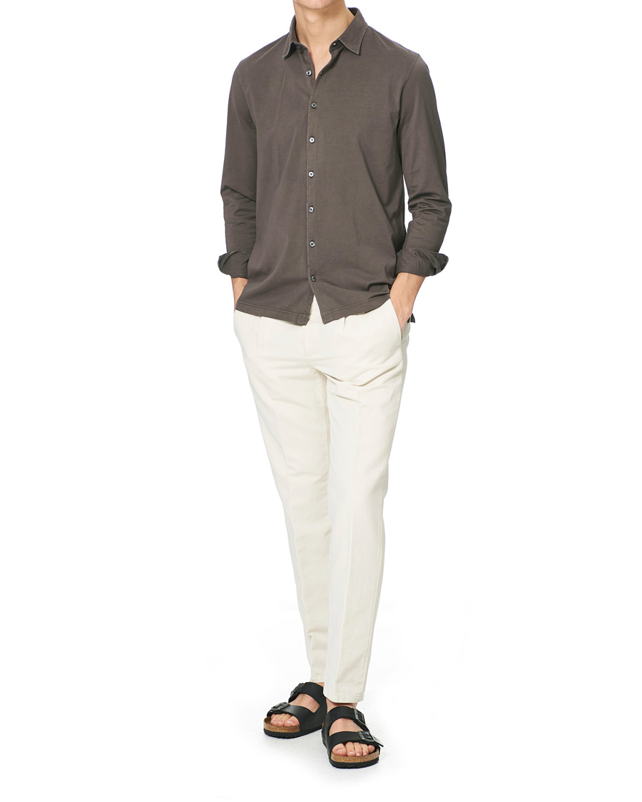 Herren | Hemden | Gran Sasso | Washed Cotton Jersey Shirt Dark Brown