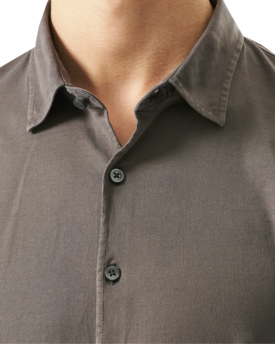Herren | Hemden | Gran Sasso | Washed Cotton Jersey Shirt Dark Brown