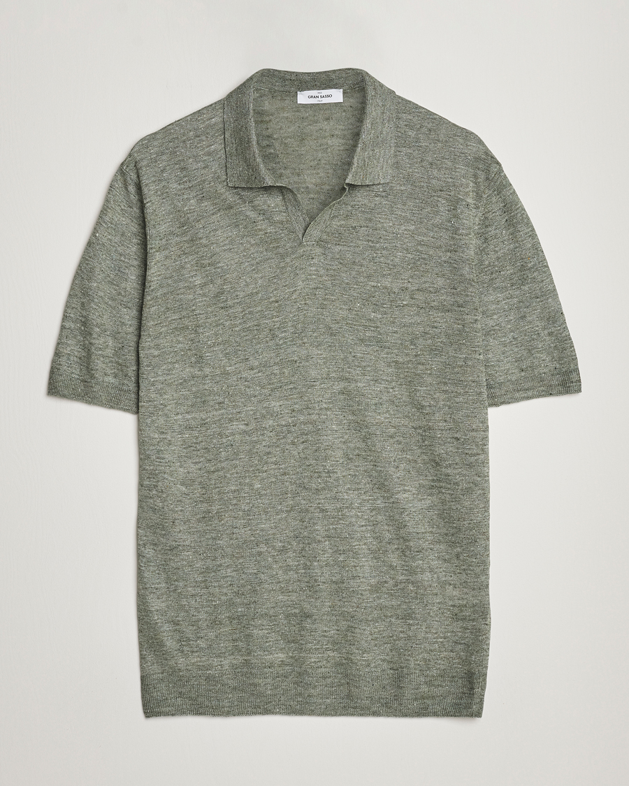 Herren | Poloshirts | Gran Sasso | Knitted Linen Polo Green