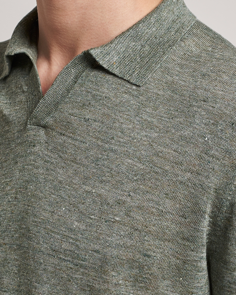 Herren | Poloshirts | Gran Sasso | Knitted Linen Polo Green