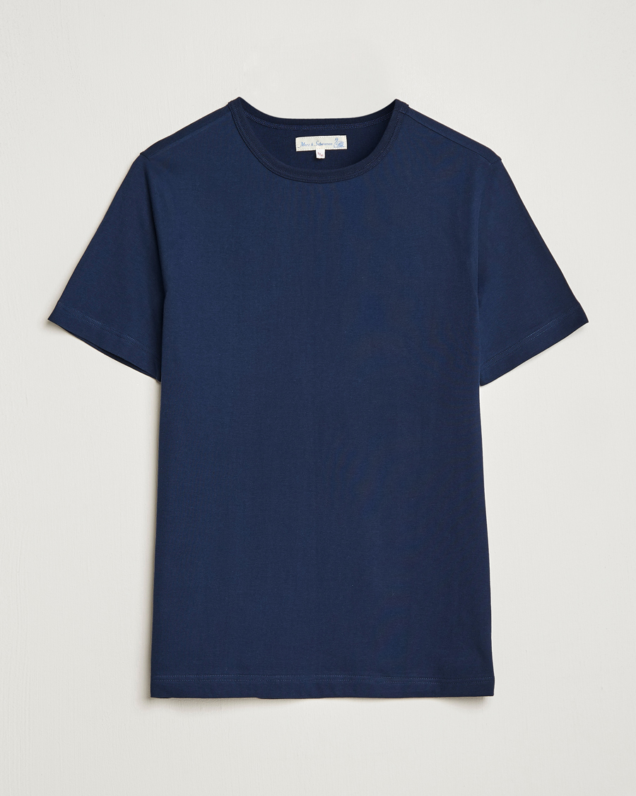 Herren | T-Shirts | Merz b. Schwanen | 1950s Classic Loopwheeled T-shirt Ink Blue