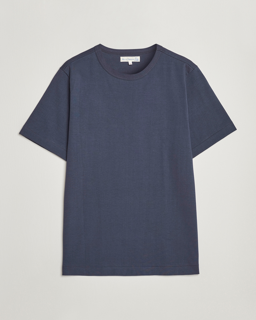 Herren | T-Shirts | Merz b. Schwanen | Relaxed Loopwheeled Sturdy Tee Navy