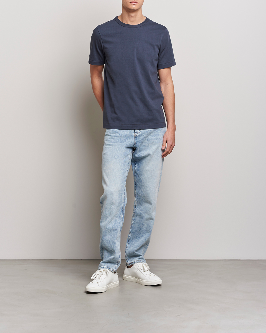 Herren | T-Shirts | Merz b. Schwanen | Relaxed Loopwheeled Sturdy Tee Navy