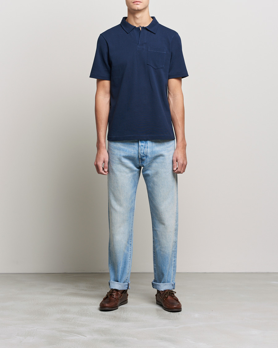Herren | Poloshirts | Merz b. Schwanen | Organic Cotton Washed Polo Ink Blue