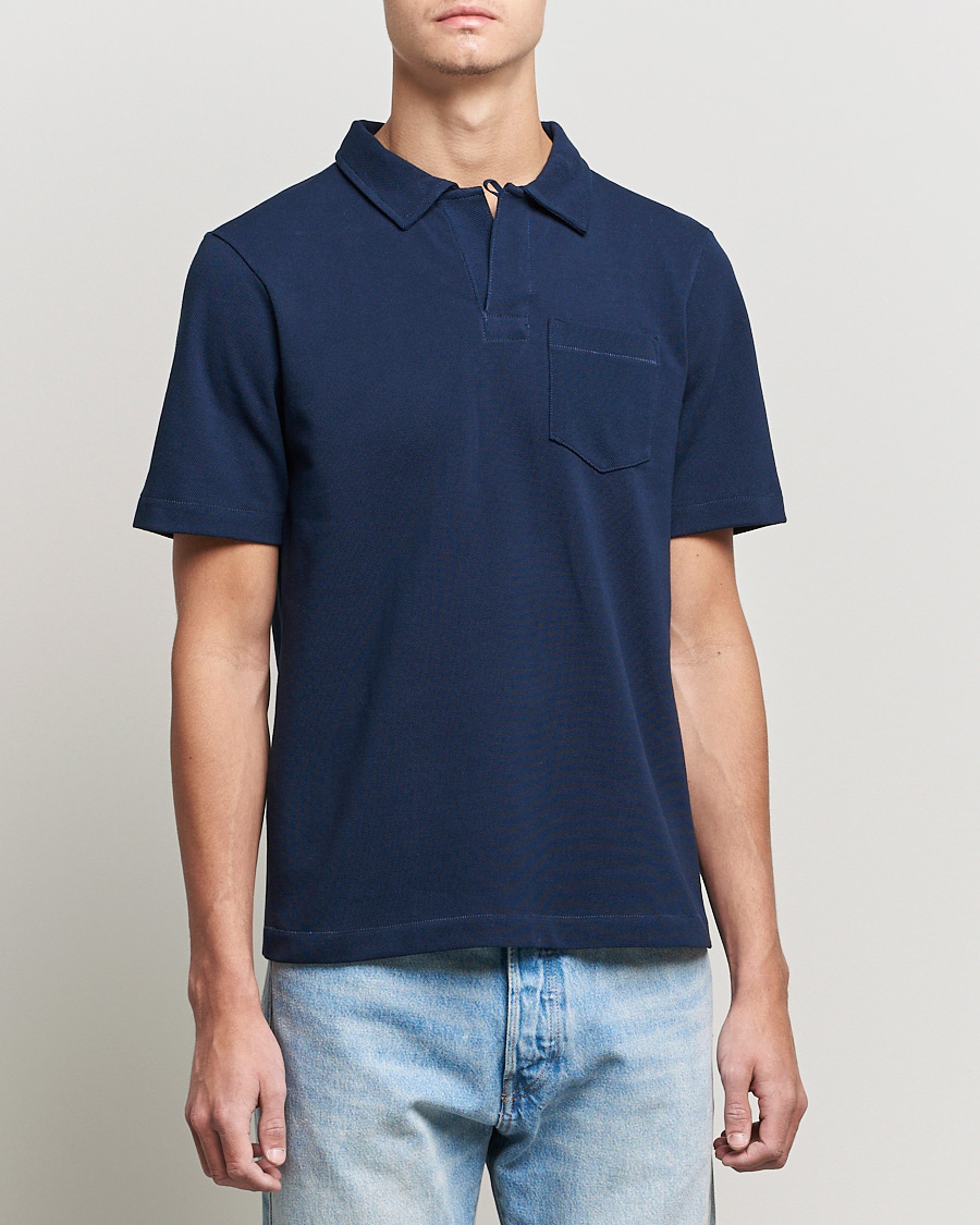 Herren | Poloshirts | Merz b. Schwanen | Organic Cotton Washed Polo Ink Blue