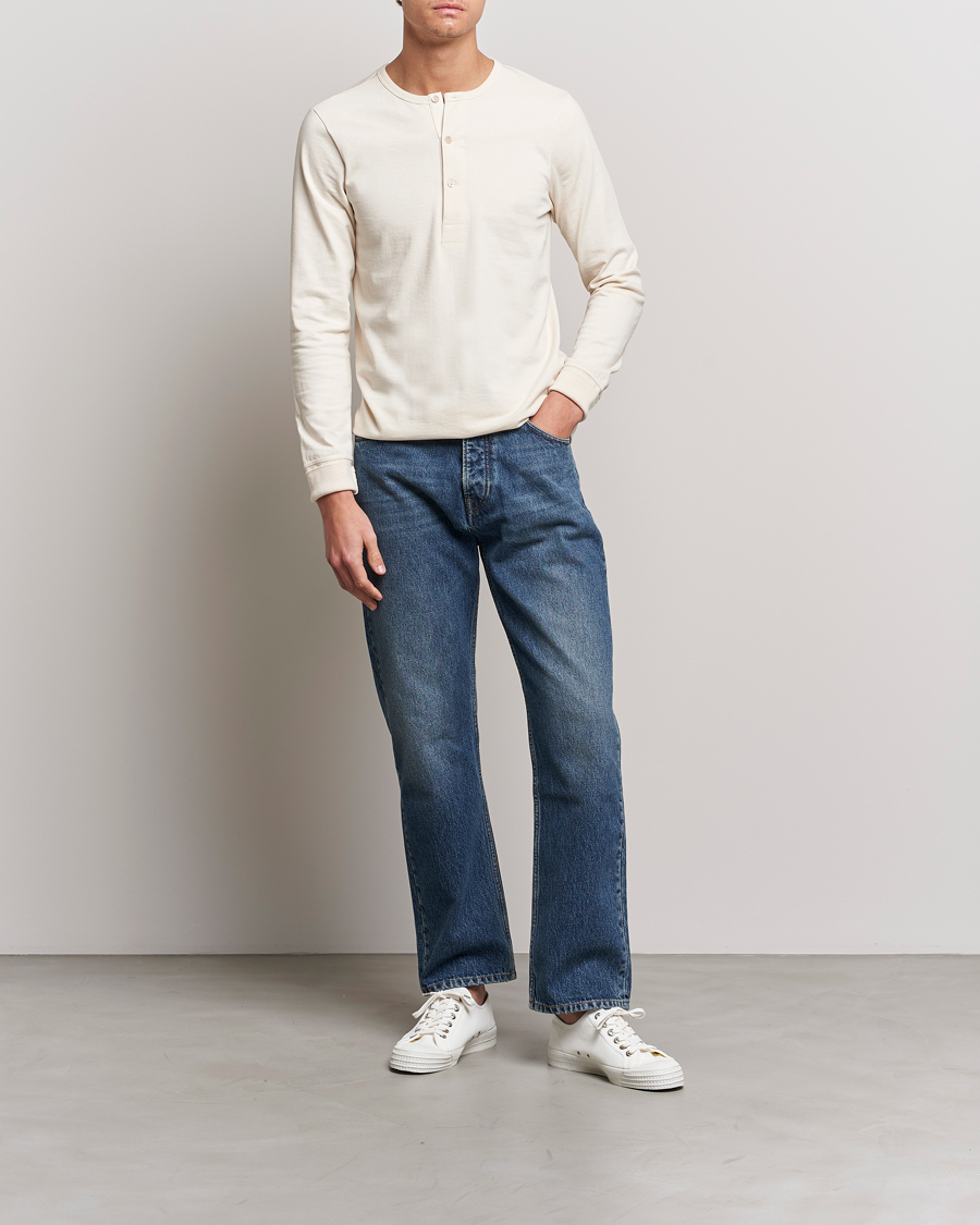 Herren | T-Shirts | Merz b. Schwanen | Classic Organic Cotton Henley Sweater Nature