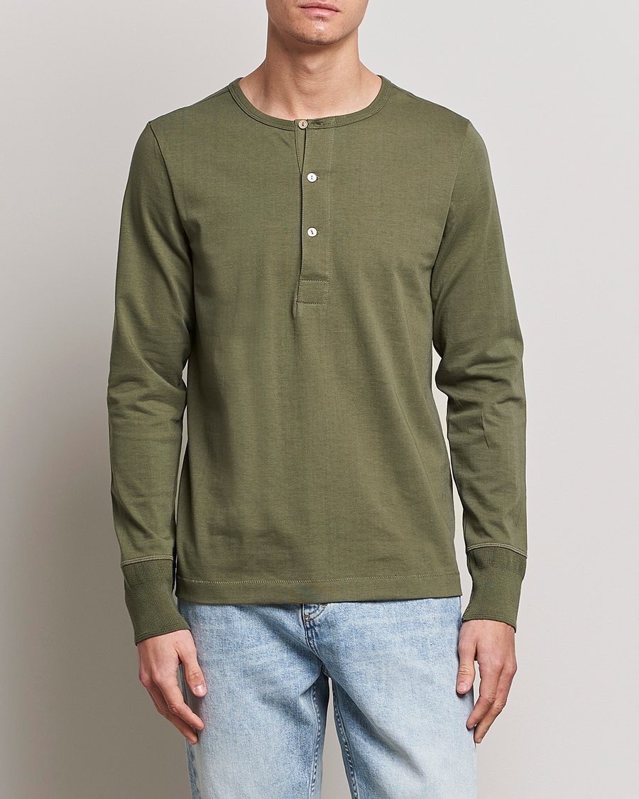 Herren |  | Merz b. Schwanen | Classic Organic Cotton Henley Sweater Army