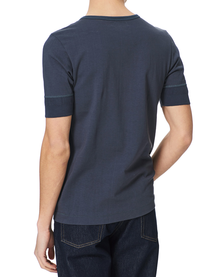 Herren | T-Shirts | Merz b. Schwanen | Short Sleeve Organic Cotton Henley Navy