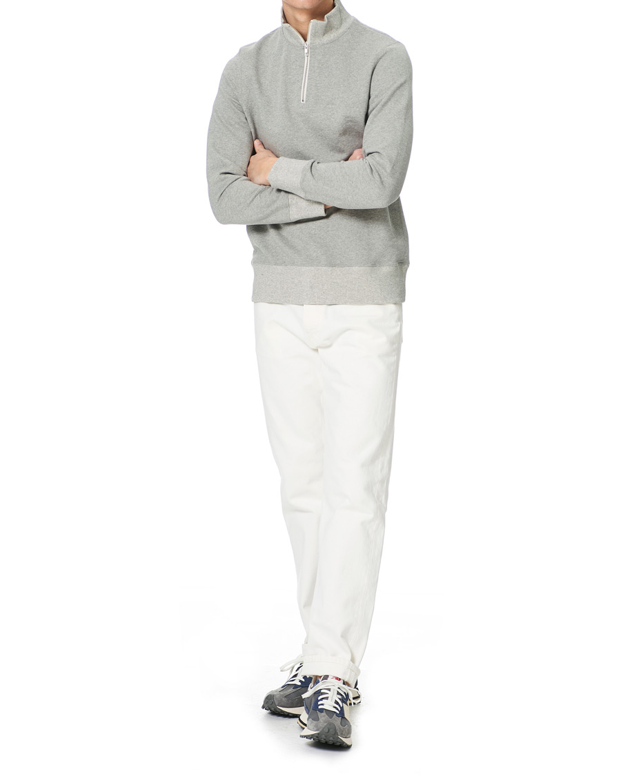 Herren | Pullover | Merz b. Schwanen | Organic Cotton Half Zip Sweat Grey Mel