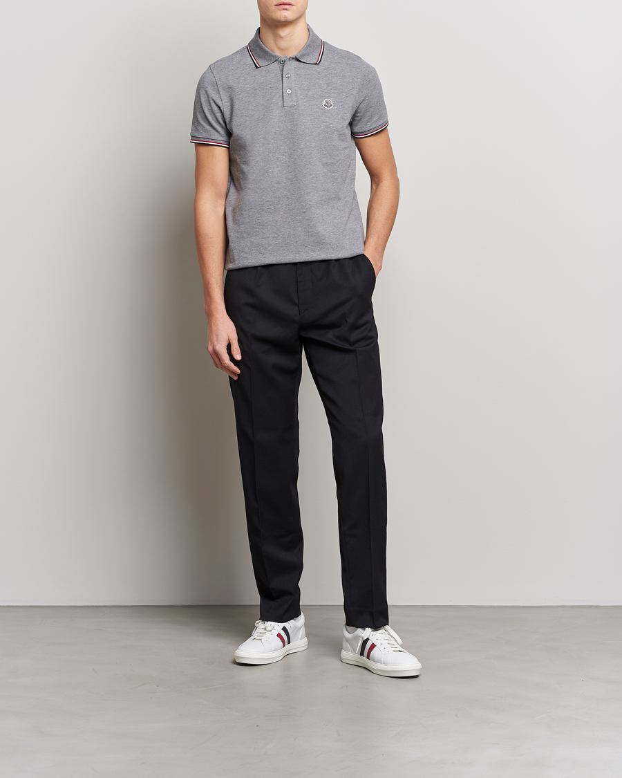 Herren | Poloshirts | Moncler | Contrast Rib Polo Heather Grey