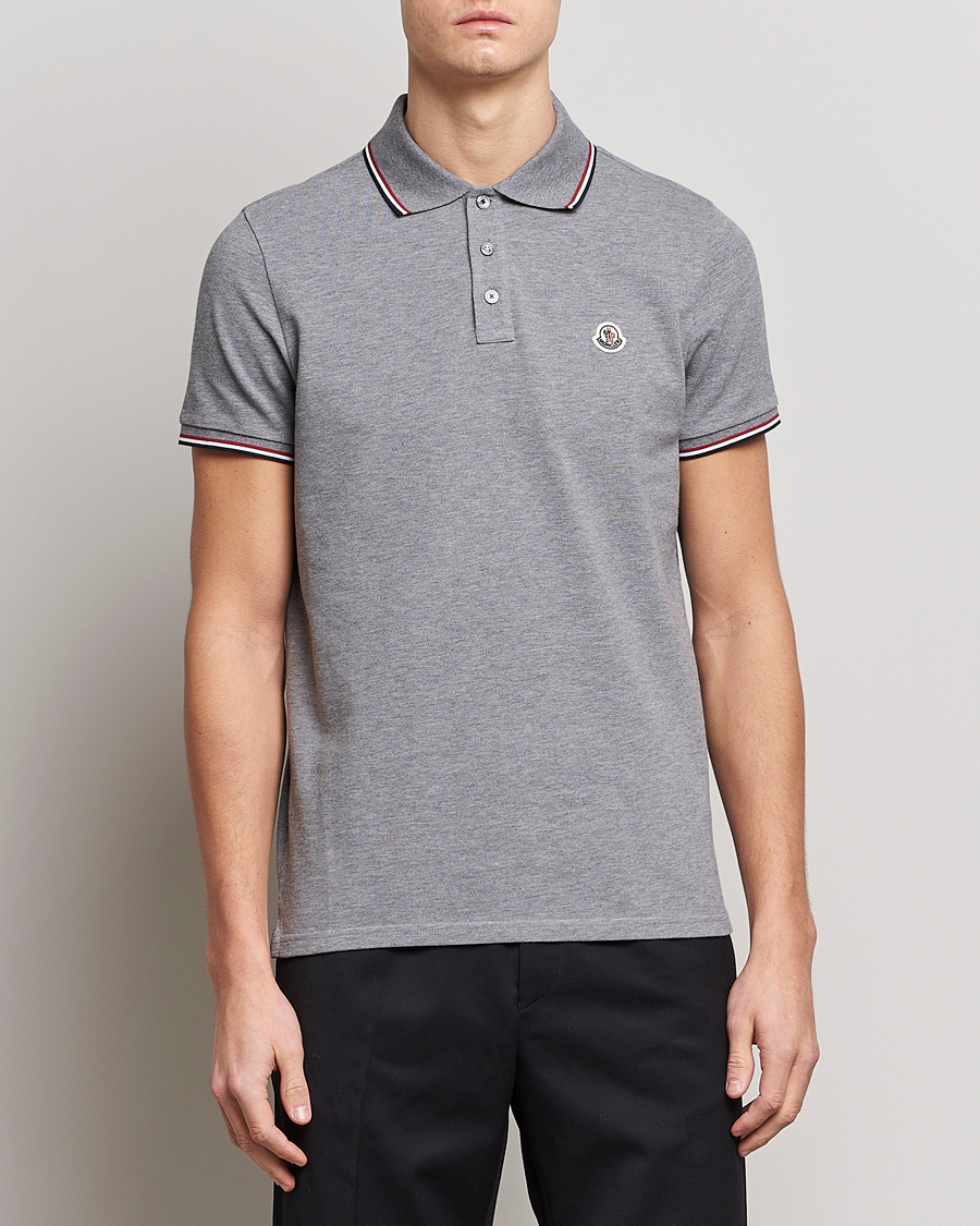 Herren | Poloshirts | Moncler | Contrast Rib Polo Heather Grey