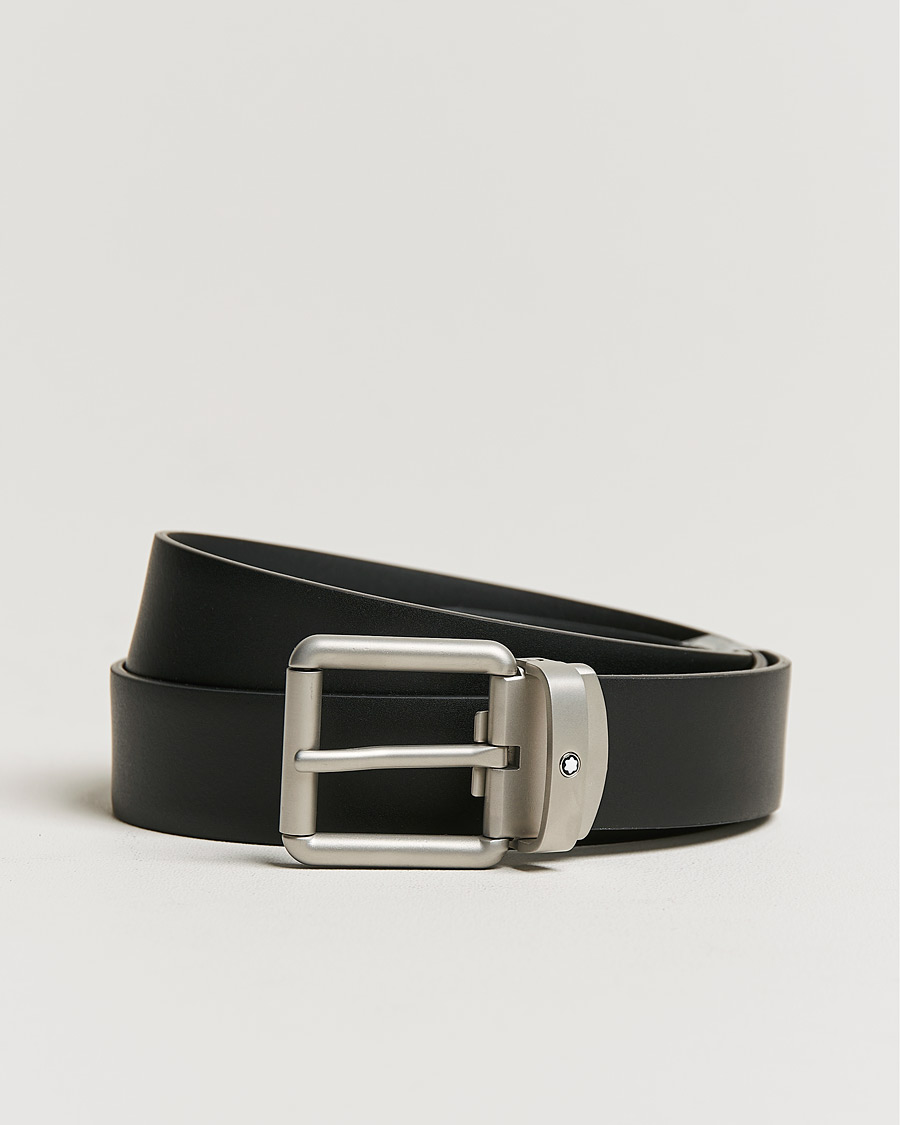 Herren | Montblanc Rounded Square Palladium Pin Buckle 30mm Belt Black | Montblanc | Rounded Square Palladium Pin Buckle 30mm Belt Black
