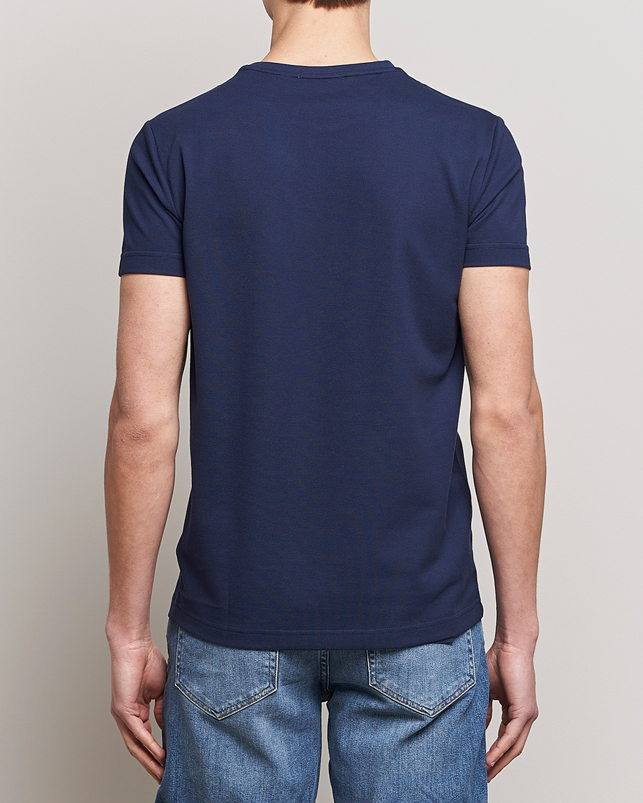 Herren | T-Shirts | GANT | Cotton Pique Crew Neck T-Shirt Evening Blue