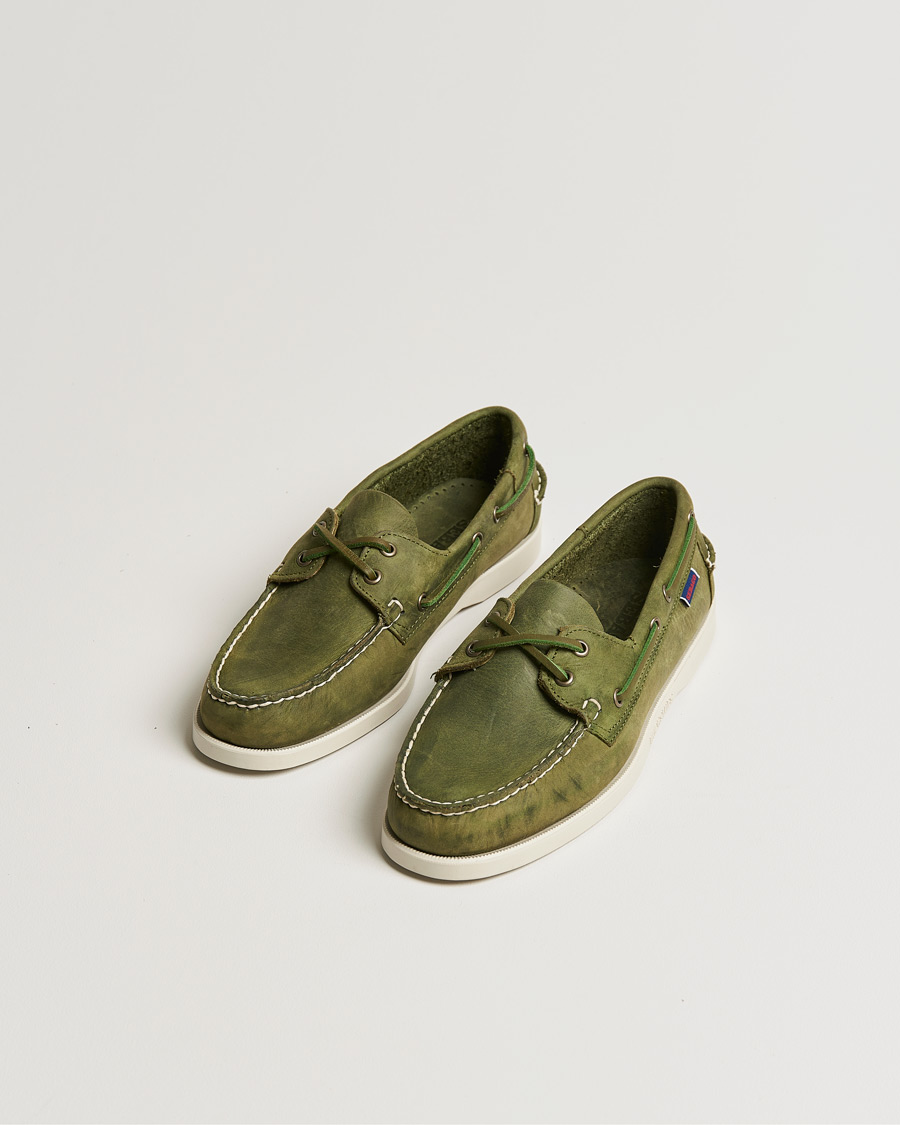 Herren | Sebago Docksides Nubuck Boat Shoe Green Military | Sebago | Docksides Nubuck Boat Shoe Green Military