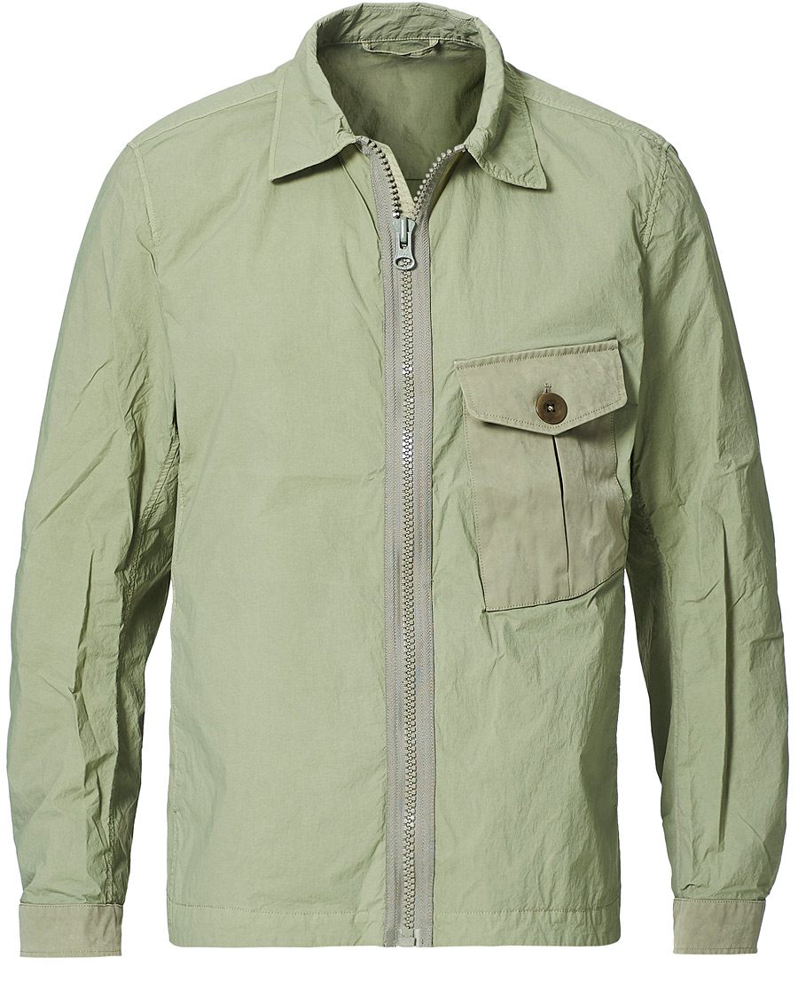 Herren | Jacken | Ten c | Garment Dyed Nylon Shirt Jacket Light Green
