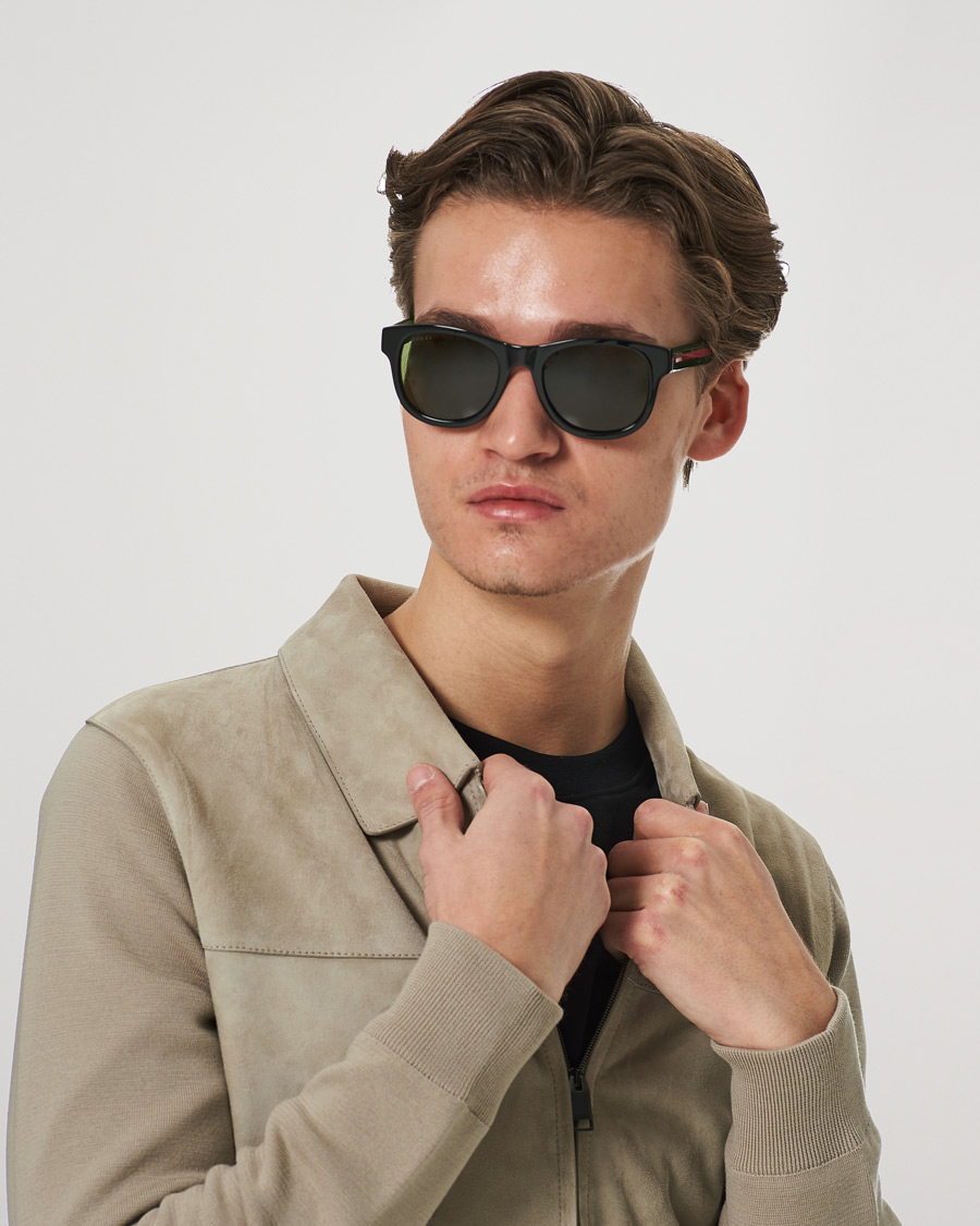 Herren | Gebogene Sonnenbrillen | Gucci | GG0003SN Sunglasses Black/Green