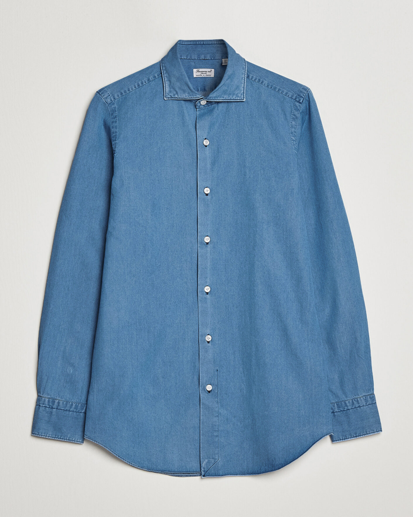 Herren | Hemden | Finamore Napoli | Milano Slim Denim Shirt Light Indigo