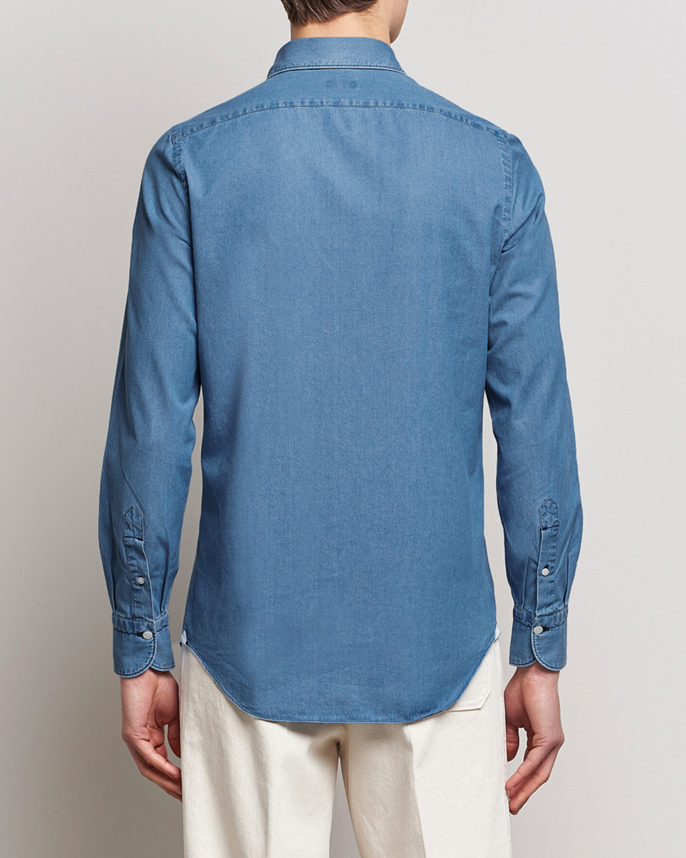 Herren | Hemden | Finamore Napoli | Milano Slim Denim Shirt Light Indigo