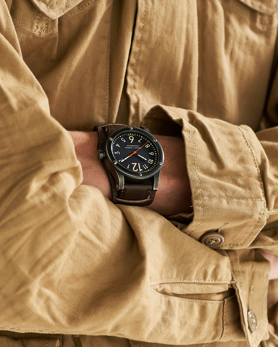 Herren | Polo Ralph Lauren 45mm Safari Chronometer Black Steel/Calf Strap | Polo Ralph Lauren | 45mm Safari Chronometer Black Steel/Calf Strap
