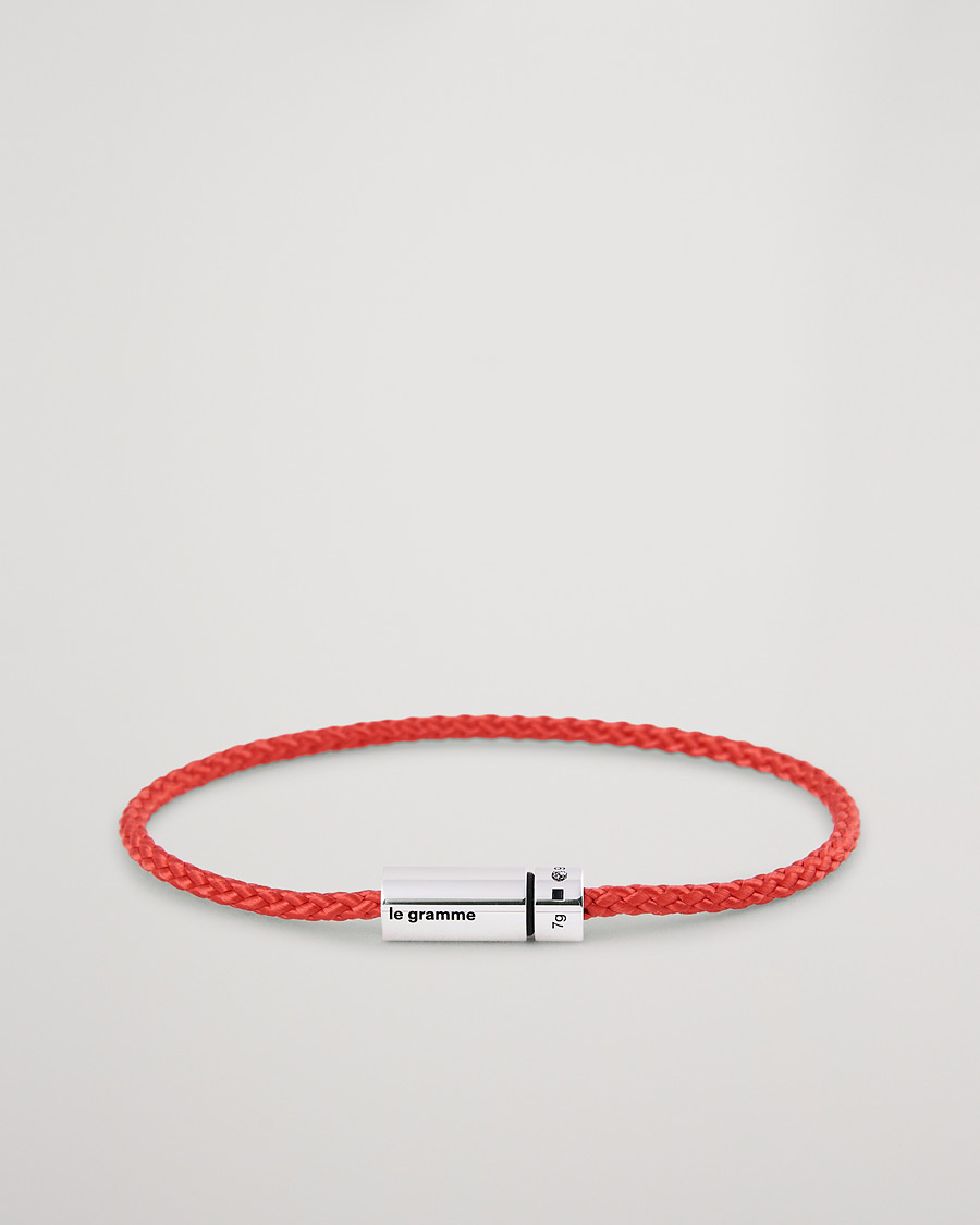 Herren | LE GRAMME Nato Cable Bracelet Red/Sterling Silver 7g | LE GRAMME | Nato Cable Bracelet Red/Sterling Silver 7g