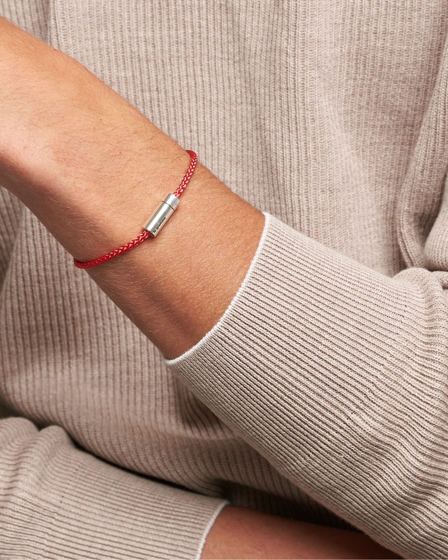 Herren | LE GRAMME Nato Cable Bracelet Red/Sterling Silver 7g | LE GRAMME | Nato Cable Bracelet Red/Sterling Silver 7g