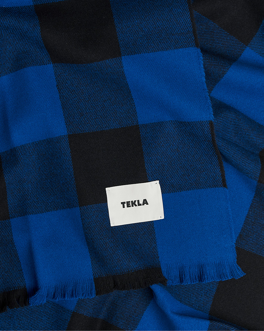Herren | Tekla Merino Wool Blanket Blue Gingham | Tekla | Merino Wool Blanket Blue Gingham