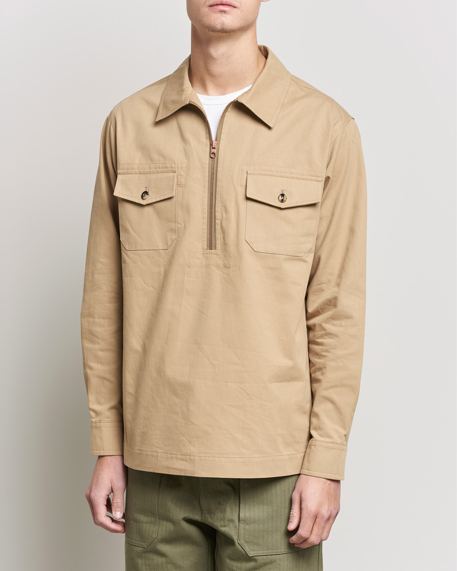 Herren | Hemden | Private White V.C. | Half Zip Pullover Sand