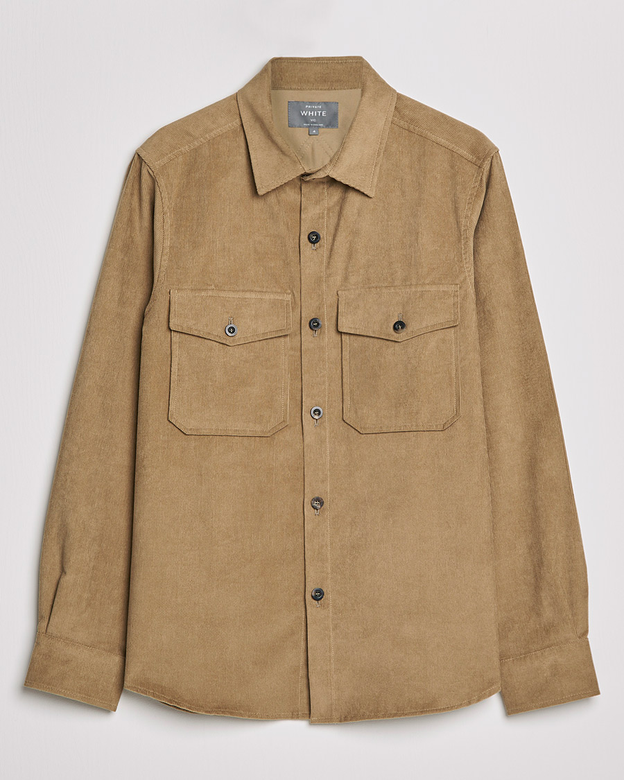 Herren | Hemden | Private White V.C. | Patch Pocket Corduroy Overshirt Taupe