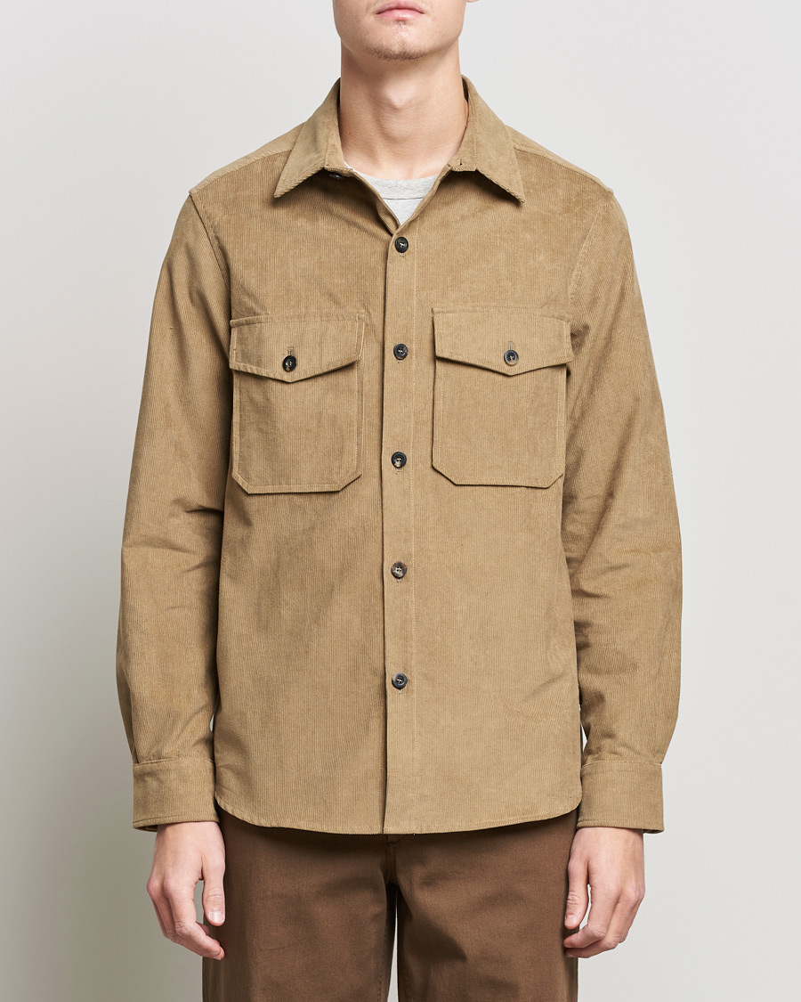 Herren | Hemden | Private White V.C. | Patch Pocket Corduroy Overshirt Taupe