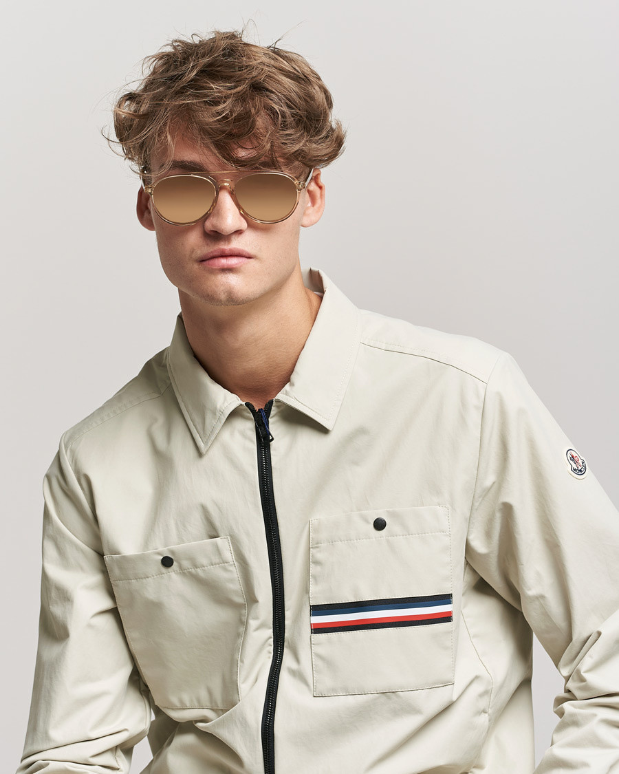 Herren | Moncler Lunettes ML0228 Sunglasses Shiny Beige/Roviex | Moncler Lunettes | ML0228 Sunglasses Shiny Beige/Roviex