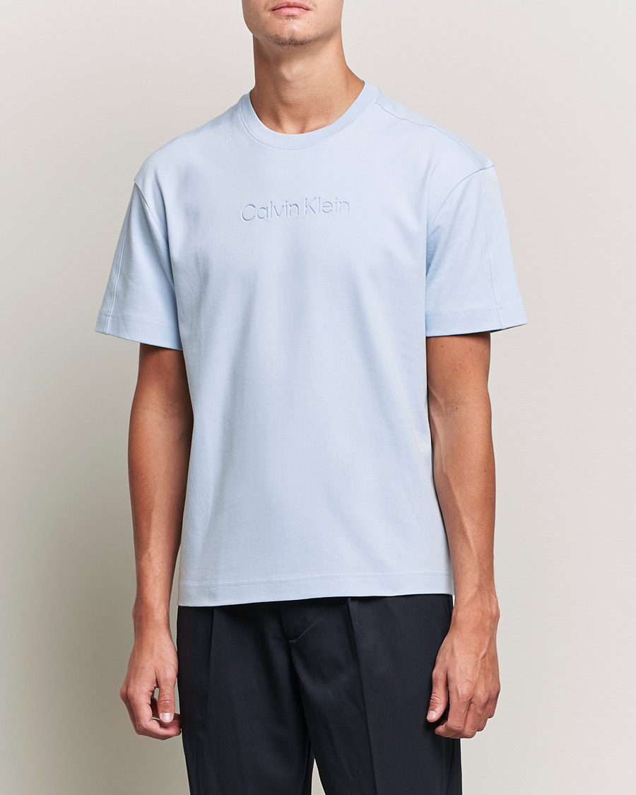 Herren | T-Shirts | Calvin Klein | Debossed Logo Crew Neck Tee Bayshore Blue