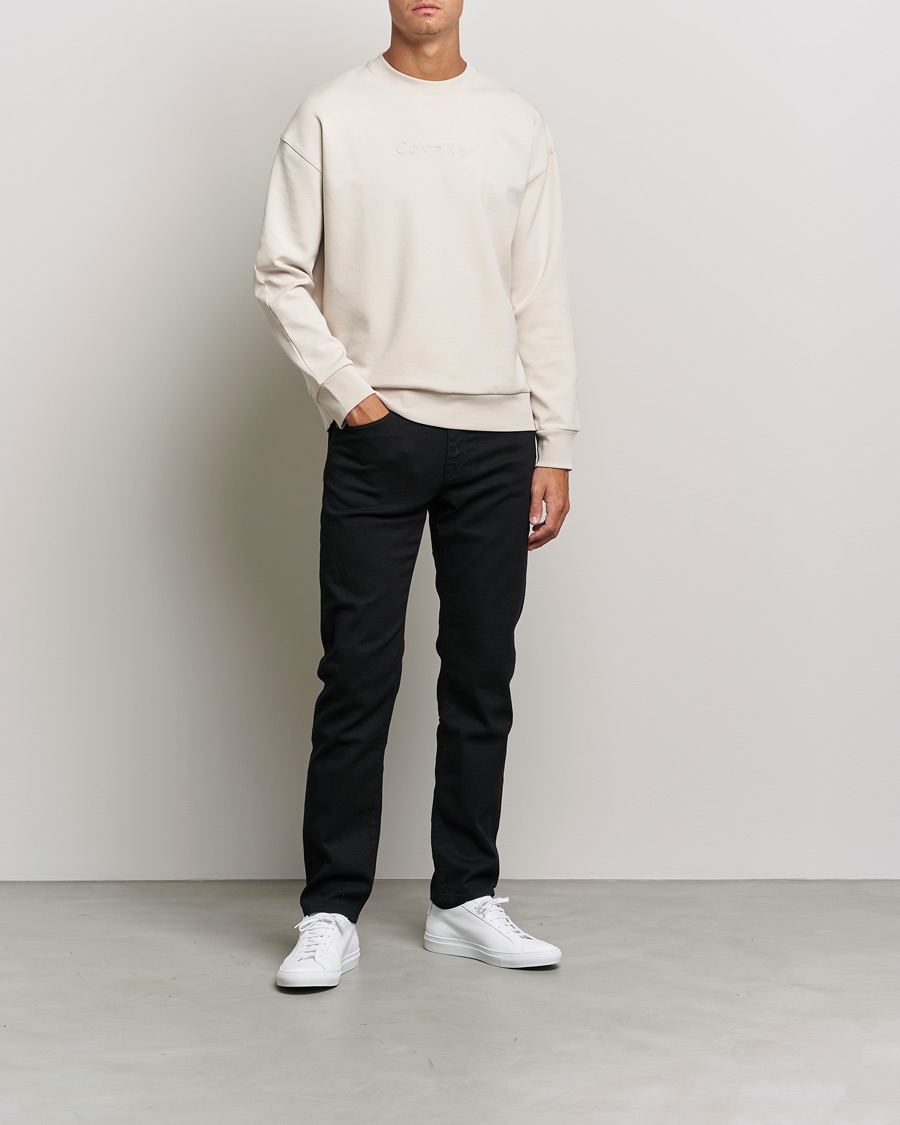Herren | Pullover | Calvin Klein | Debossed Logo Crew Neck Sweatshirt Stony Beige