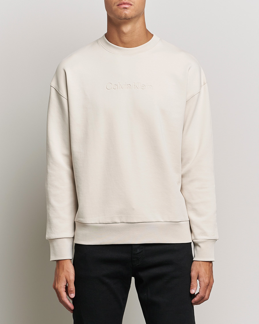 Herren | Pullover | Calvin Klein | Debossed Logo Crew Neck Sweatshirt Stony Beige