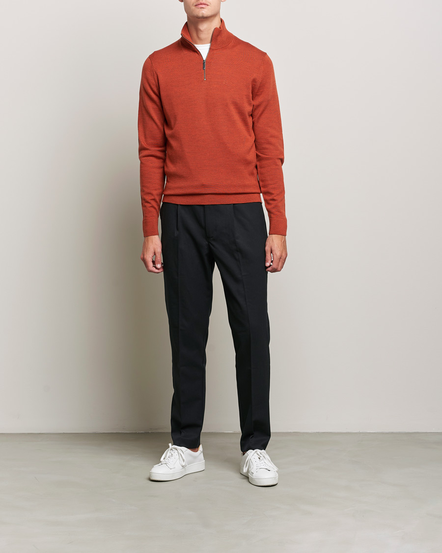 Herren | Pullover | Calvin Klein | Superior Wool Knitted Half Zip Gingerbread Brown