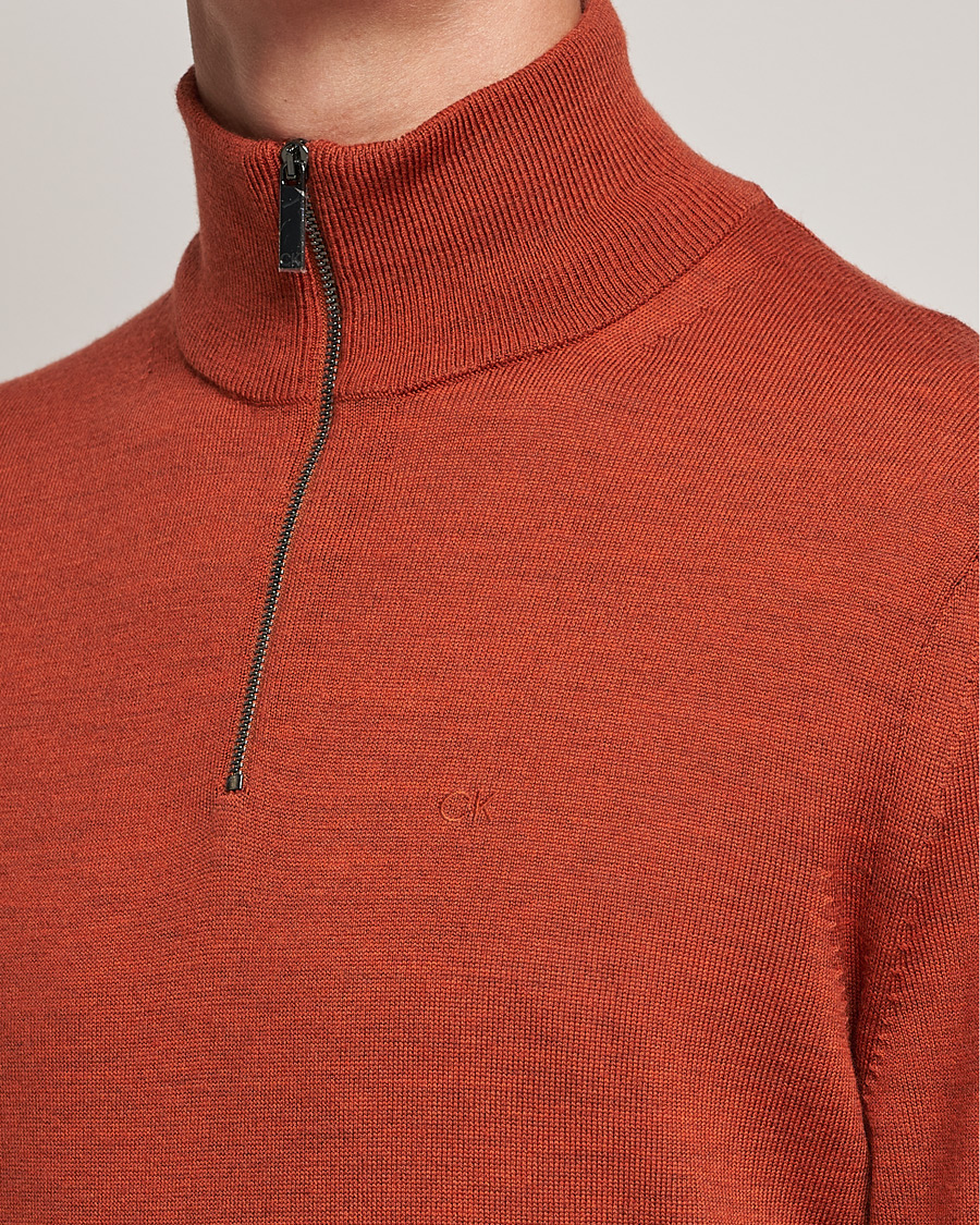 Herren | Pullover | Calvin Klein | Superior Wool Knitted Half Zip Gingerbread Brown
