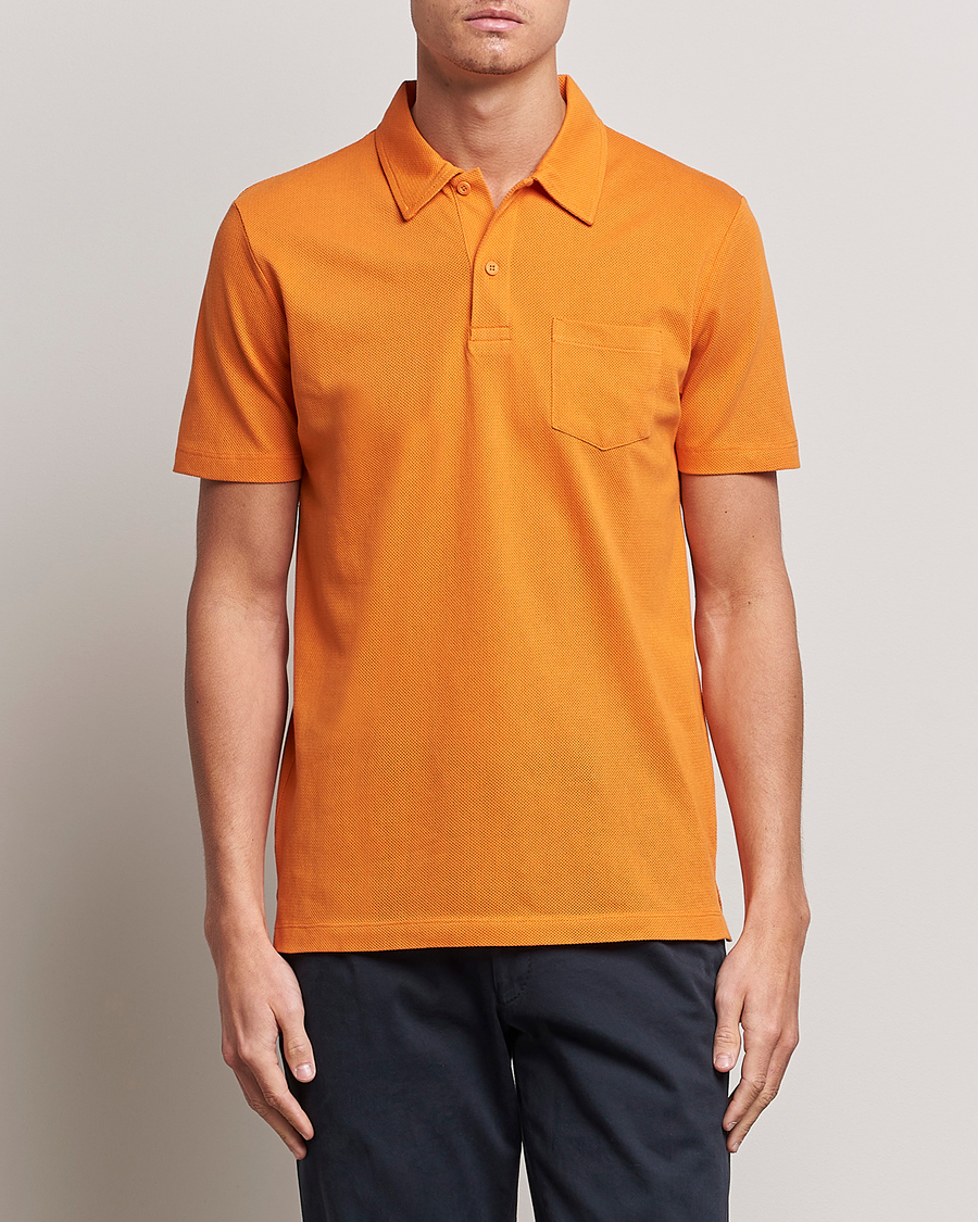 Herren | Sale | Sunspel | Riviera Polo Shirt Flame Orange