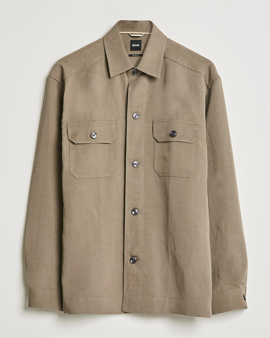 Herren | Hemden | BOSS BLACK | Cole Linen/Lyocell Overshirt Open Green
