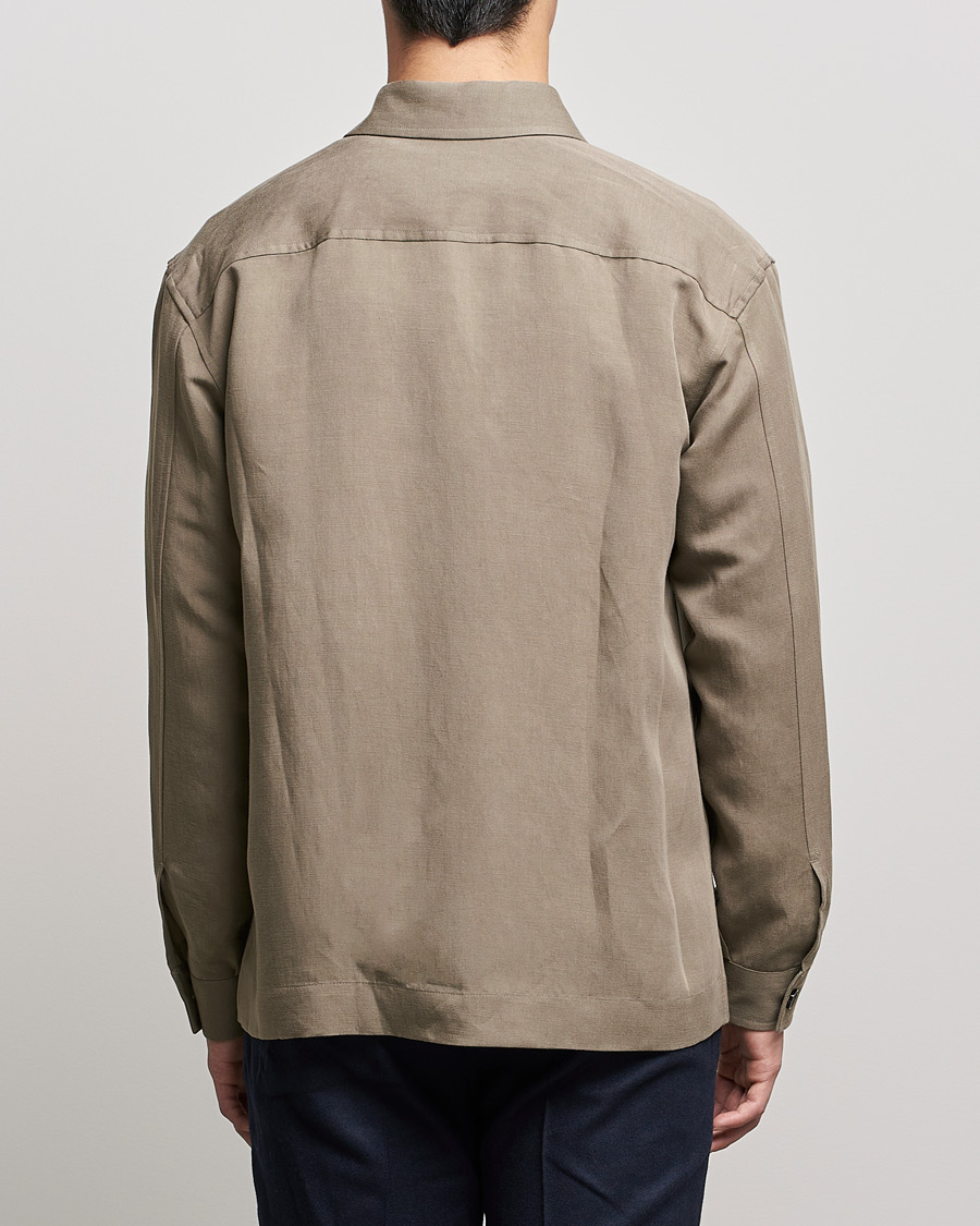 Herren | Hemden | BOSS BLACK | Cole Linen/Lyocell Overshirt Open Green