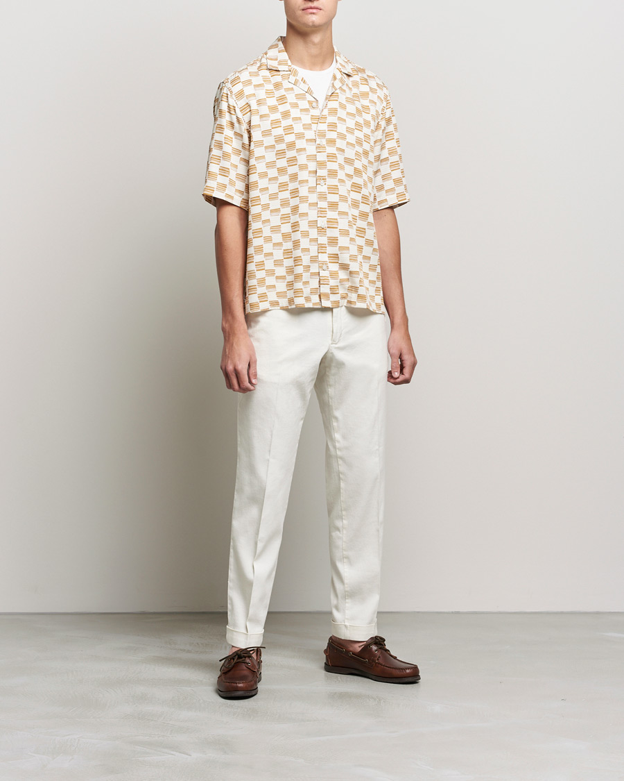 Herren | Hemden | BOSS BLACK | BOSS Lars Printed Resort Collar Short Sleeve Shirt Open Beige